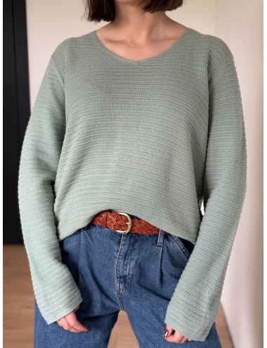 Szałwiowy sweter bawełna L/XL